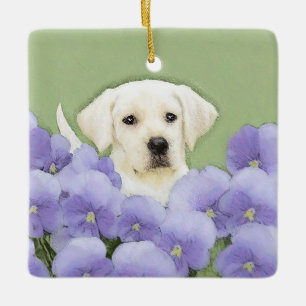 Labrador Retriever Puppy Painting Original Hunde A Keramikornament