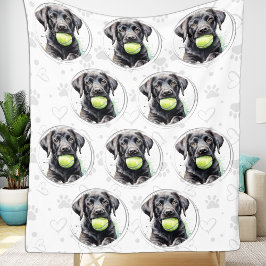 Labrador Retriever Puppy Tennis Ball Pattern Dog Fleecedecke