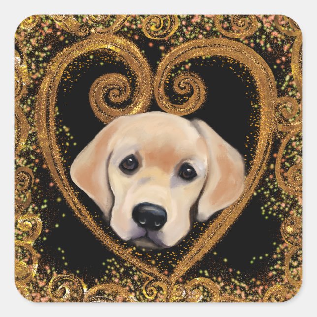 Labrador Retriever Quadratischer Aufkleber (Vorderseite)