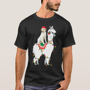 Labrador Retriever Riding Llama Lights Santa Chri T-Shirt