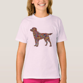 Labrador Retriever Schmetterling Silhouette Mädche T-Shirt