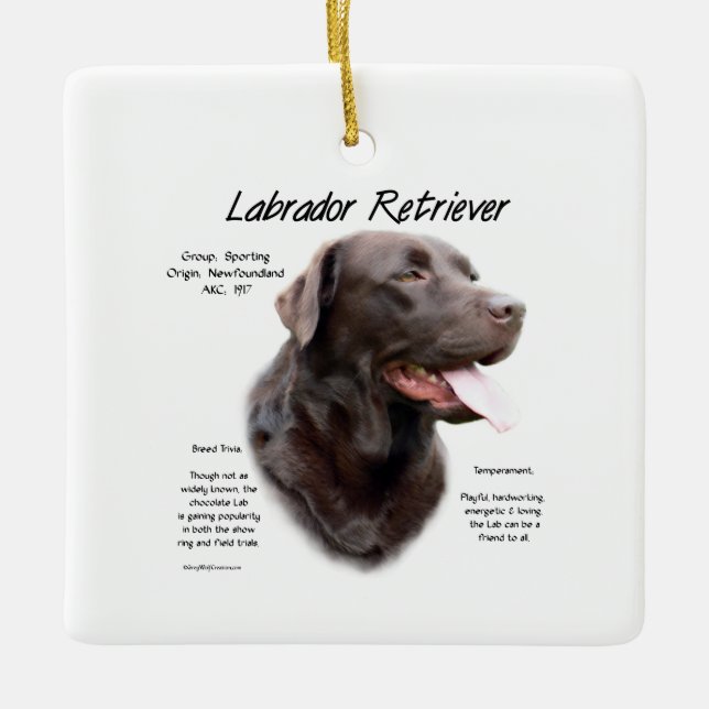 Labrador Retriever (Schokolade) Historisches Desig Keramikornament (Vorderseite)