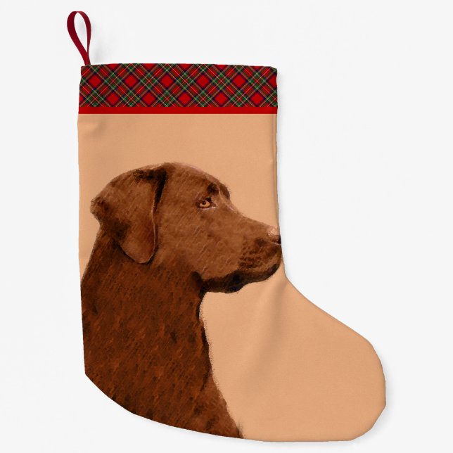 Labrador Retriever (Schokolade) Malerei - Hundekun Kleiner Weihnachtsstrumpf (Vorderseite)