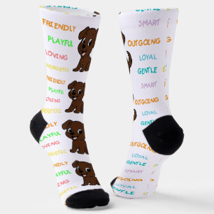 Labrador Retriever Schokoladen-Cartoon-Merkmale Socken