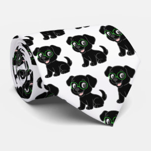 Labrador Retriever Schwarz Cartoon Mit Brille Krawatte
