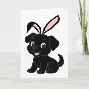 Labrador Retriever Schwarz Ostern Sitzend Cartoon Karte