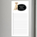 Labrador Retriever Shopping List Magnetischer Notizblock<br><div class="desc">Liebliche Sachen,  um Labrador Retriever Hund mit einem schwarzen Chalkboard Rahmen personalisiert mit Ihrem Namen zu holen.</div>