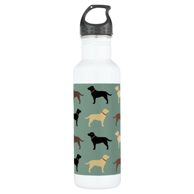 Labrador Retriever Silhouette Muster Labrador Edelstahlflasche (Vorderseite)