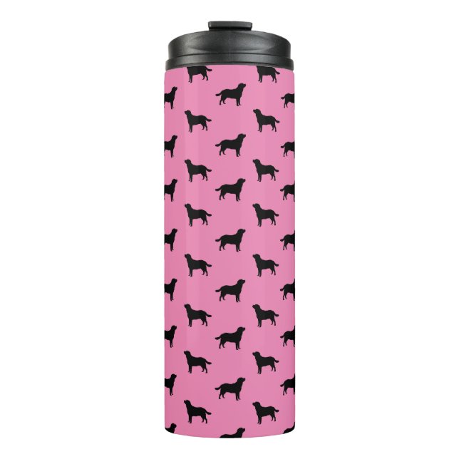 Labrador Retriever Silhouette Muster rosa Thermosbecher (Vorderseite)