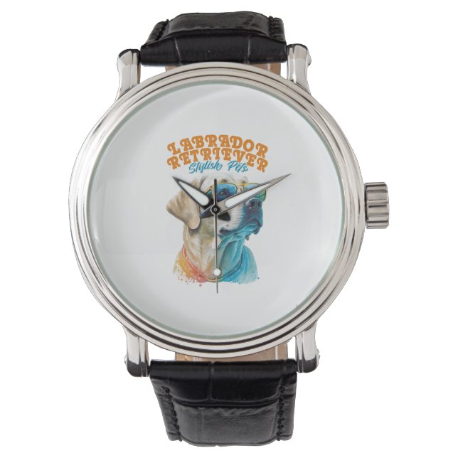 Labrador Retriever Stilvolle Haustiere Armbanduhr (Vorderseite)