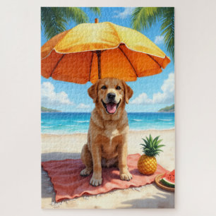 Labrador Retriever Strandentspannungsszene