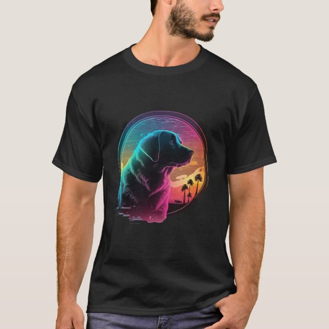 Labrador Retriever Synthwave 80er Retrowave-Ästhet T-Shirt (Vorderseite)