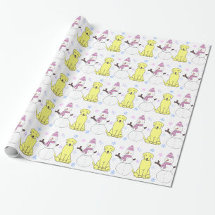 Labrador retriever und Schneemann Geschenkpapier