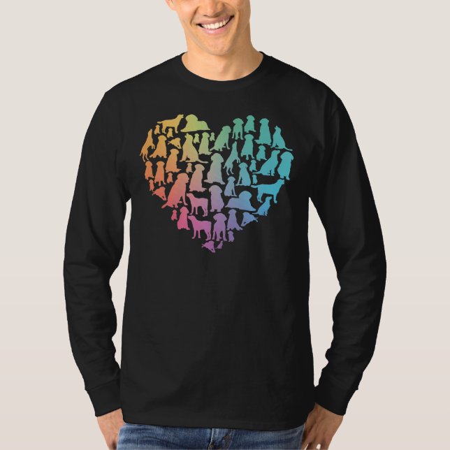 Labrador Retriever Wasserfarben Herzhunde Enthusia T-Shirt (Vorderseite)