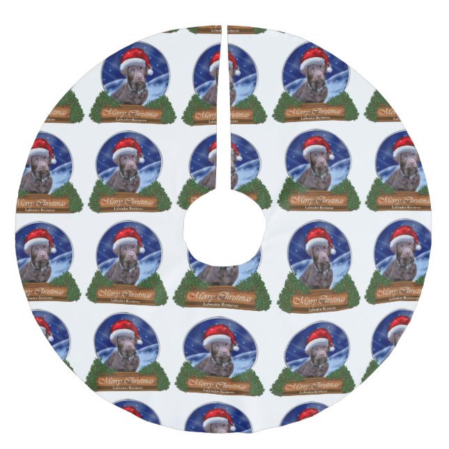 Labrador Retriever Weihnachten Polyester Weihnachtsbaumdecke (Vorderseite)
