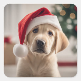 Labrador Retriever Weihnachten Quadratischer Aufkleber