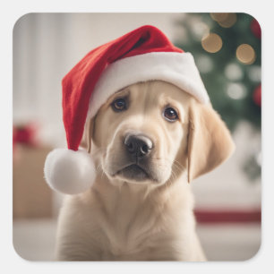 Labrador Retriever Weihnachten Quadratischer Aufkleber