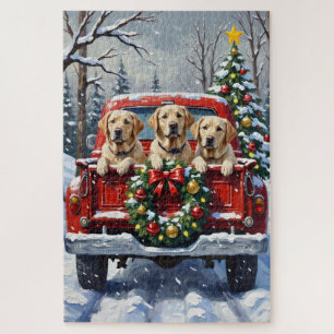 Labrador Retriever Weihnachten Rotes Lastwagen Fer
