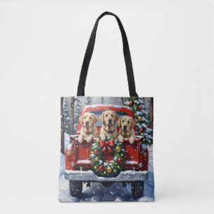 Labrador Retriever Weihnachten Rotes Lastwagen Fer Tasche