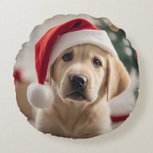 Labrador Retriever Weihnachten Rundes Kissen