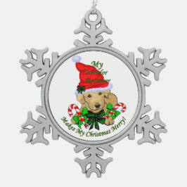 Labrador Retriever Weihnachten Schneeflocken Zinn-Ornament