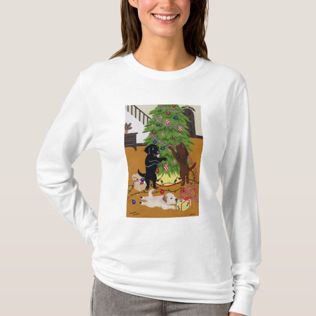 Labrador retriever-Weihnachtsbaum T-Shirt (Vorderseite)