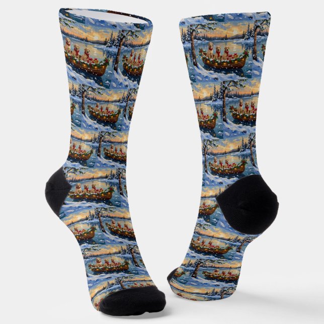 Labrador Retriever Weihnachtsboot Feiertag Socken (Gewinkelt)
