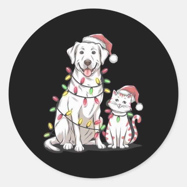 Labrador Retriever Weihnachtsfest Hundekatze Lover Runder Aufkleber (Vorderseite)