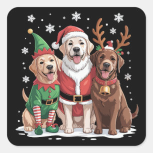 Labrador Retriever Weihnachtshunde Santa Reindeer Quadratischer Aufkleber