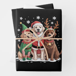 Labrador Retriever WeihnachtsHunde Santa Rentier Geschenkpapier Set