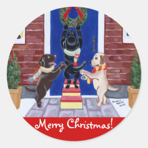 Labrador Retriever Weihnachtsspass Runder Aufkleber
