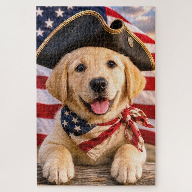 Labrador Retriever-Welpe mit Dreispitz (Vertikal)
