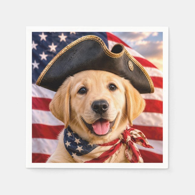 Labrador Retriever-Welpe mit Dreispitz Serviette (Vorderseite)