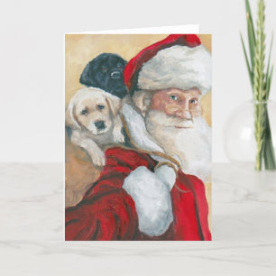 Labrador Retriever Welpe Santa Hund Kunst Grußkart Karte