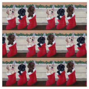 Labrador retriever-Welpen-Weihnachtsmalerei Stoff