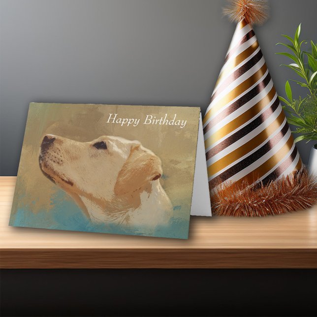 Labrador Retrievers: Glücklicher Geburtstag Gelbe  Karte (Labrador Retriever Happy Birthday Yellow Lab Dog Card)