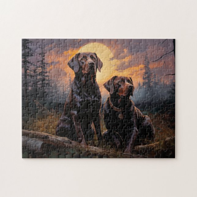 Labrador Retrievers in einer mondbeleuchteten Nach (Horizontal)