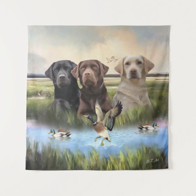 Labrador Retrievers (Jagdhunde) Wandteppich (Vorderseite)