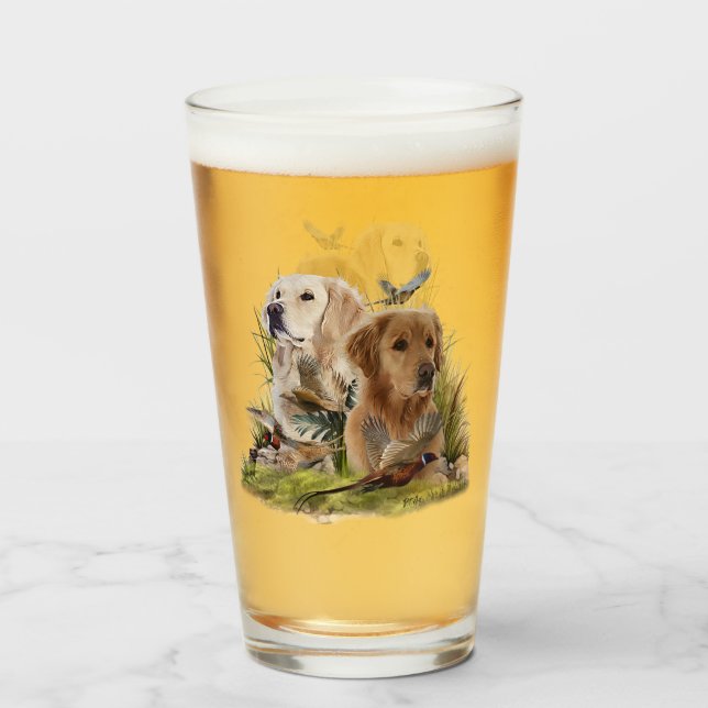 Labrador Retrievers mit Fasan,Kunst Glas (Vorne (Gefüllt))