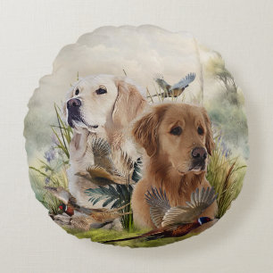 Labrador Retrievers mit Fasan,Kunst Rundes Kissen