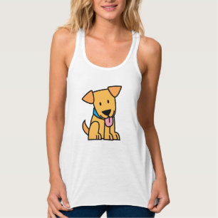 Labrador-Retrieverwelpenhund sitzen goldenen Tank Top