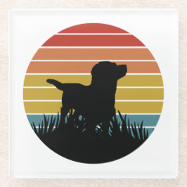 Labrador Retro Sunset Glasuntersetzer