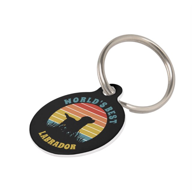 Labrador Retro Sunset Personalisiert Haustiermarke (Seite)