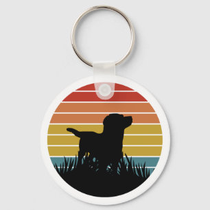 Labrador Retro Sunset Schlüsselanhänger