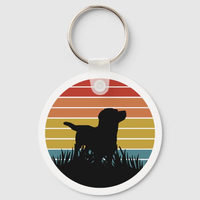 Labrador Retro Sunset Schlüsselanhänger (Vorderseite)