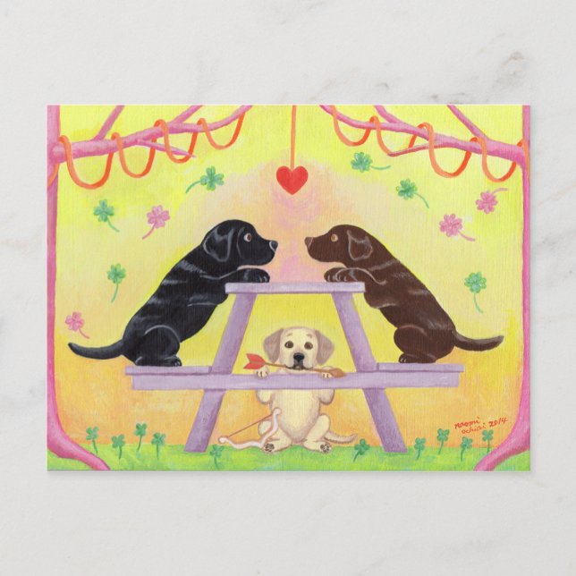 Labrador Romance Valentine Feiertagspostkarte (Vorderseite)