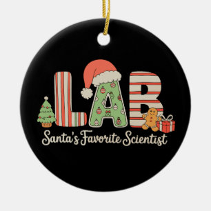 Labrador Santas Favorite Scientist Weihnachtslabor Keramik Ornament