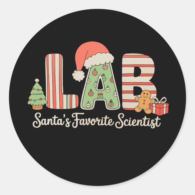 Labrador Santas Favorite Scientist Weihnachtslabor Runder Aufkleber (Vorderseite)