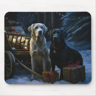 Labrador Schneeschlitten Weihnachtsdekoration Mousepad