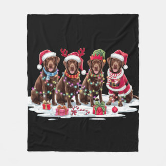 Labrador Schokolade Weihnachtsmannmütze Geweih Wei Fleecedecke
